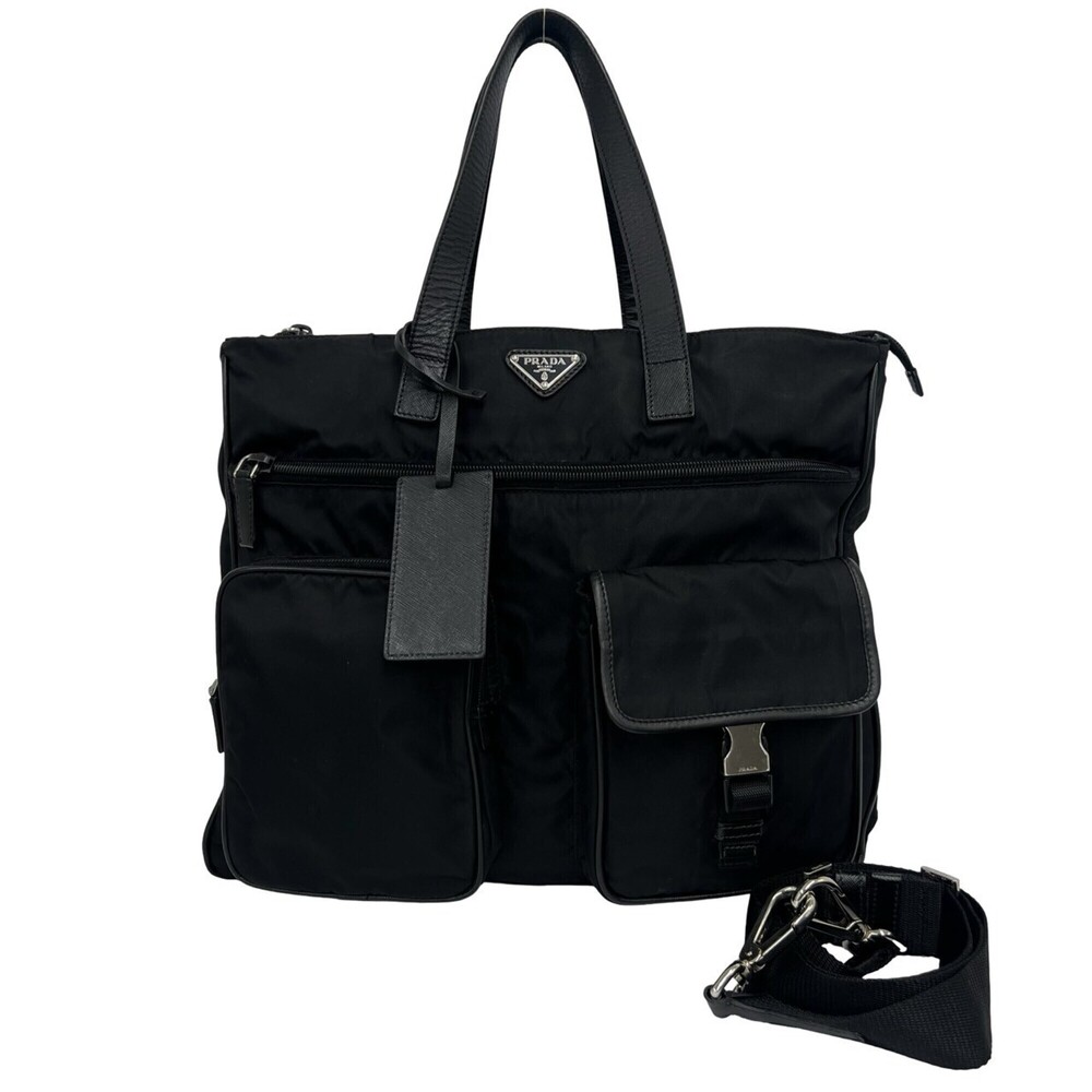 PRADA Prada Triangle Logo Hardware Nylon Leather Genuine 2-way Shoulder Bag H...